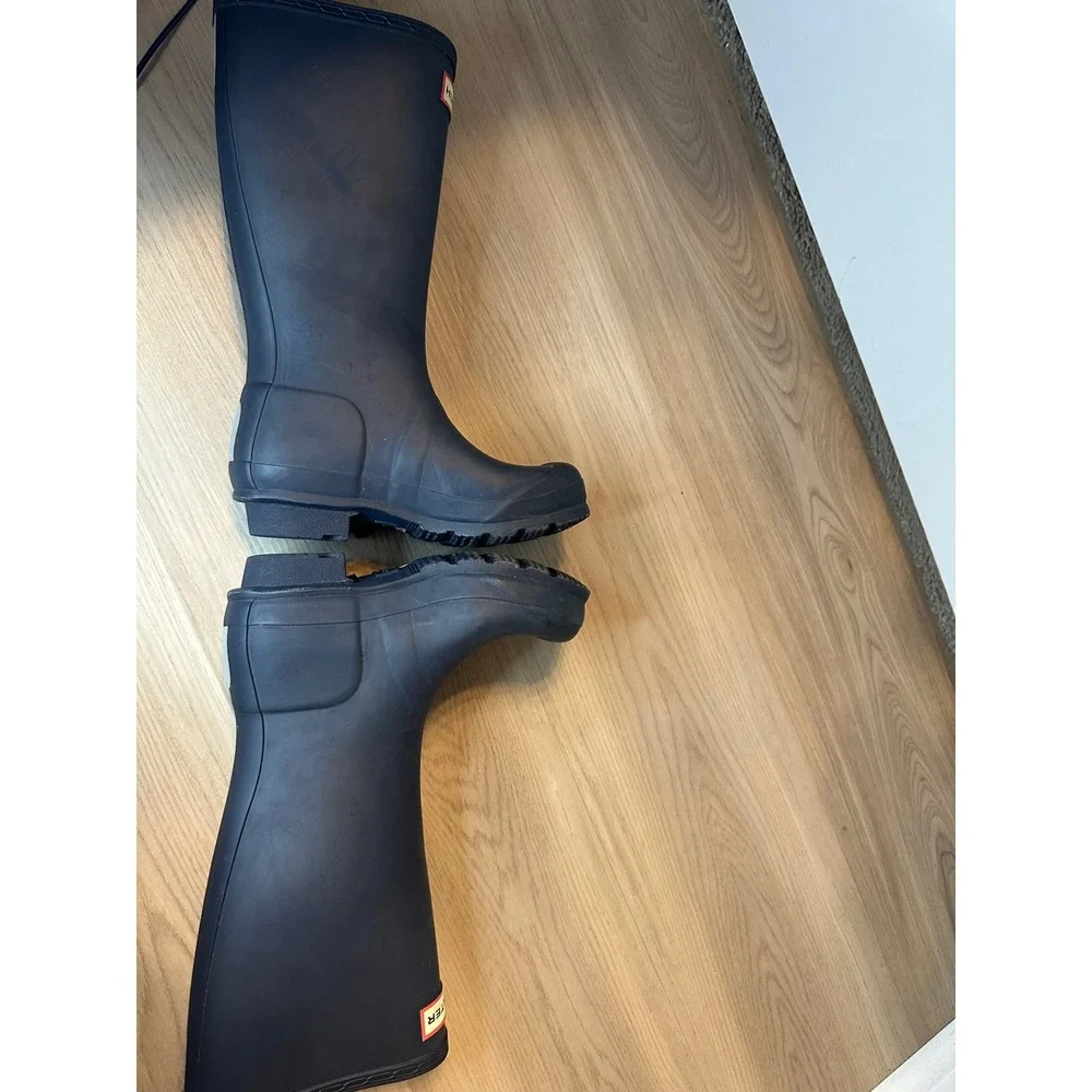 Hunter Original Kids Rain Boots Matte Navy Rubber Waterproof Tall Boots 2G/1B